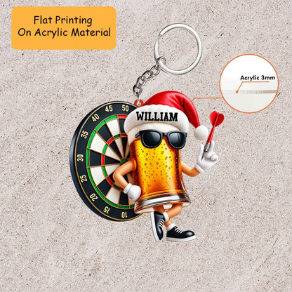 Personalized Christmas Dart Ornament, Dart And Cool Cup Of Beer Christmas, Custom Ornament Christmas Gift, Keychain Dart Christmas, Car Ornament Dart Christmas