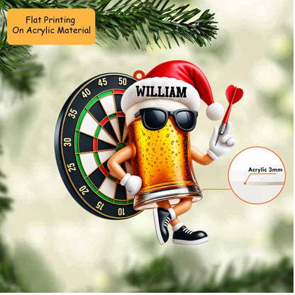 Personalized Christmas Dart Ornament, Dart And Cool Cup Of Beer Christmas, Custom Ornament Christmas Gift, Keychain Dart Christmas, Car Ornament Dart Christmas