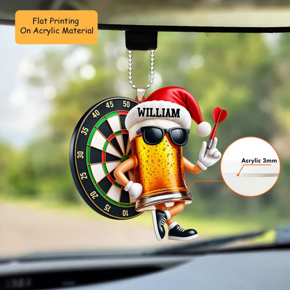 Personalized Christmas Dart Ornament, Dart And Cool Cup Of Beer Christmas, Custom Ornament Christmas Gift, Keychain Dart Christmas, Car Ornament Dart Christmas