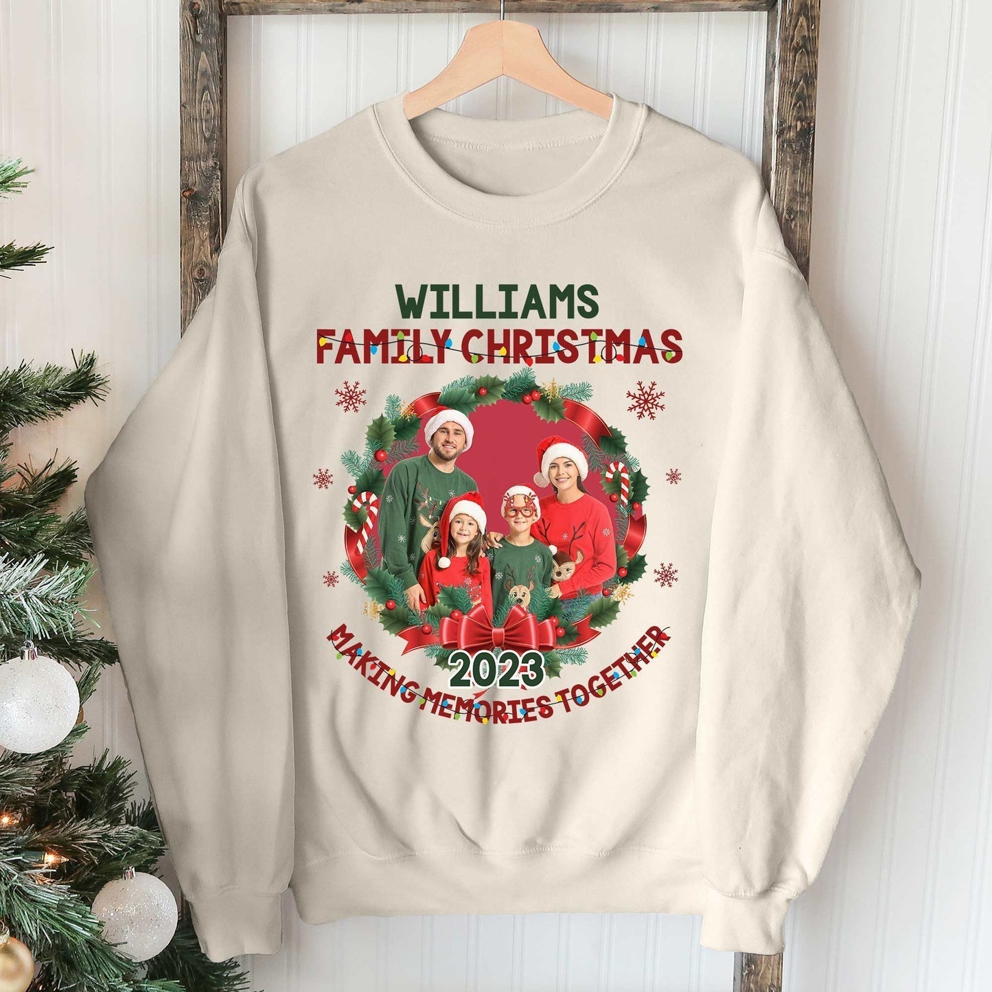 Personalized Family Photo 2023 Christmas Sweatshirt, Customized Family Shirt