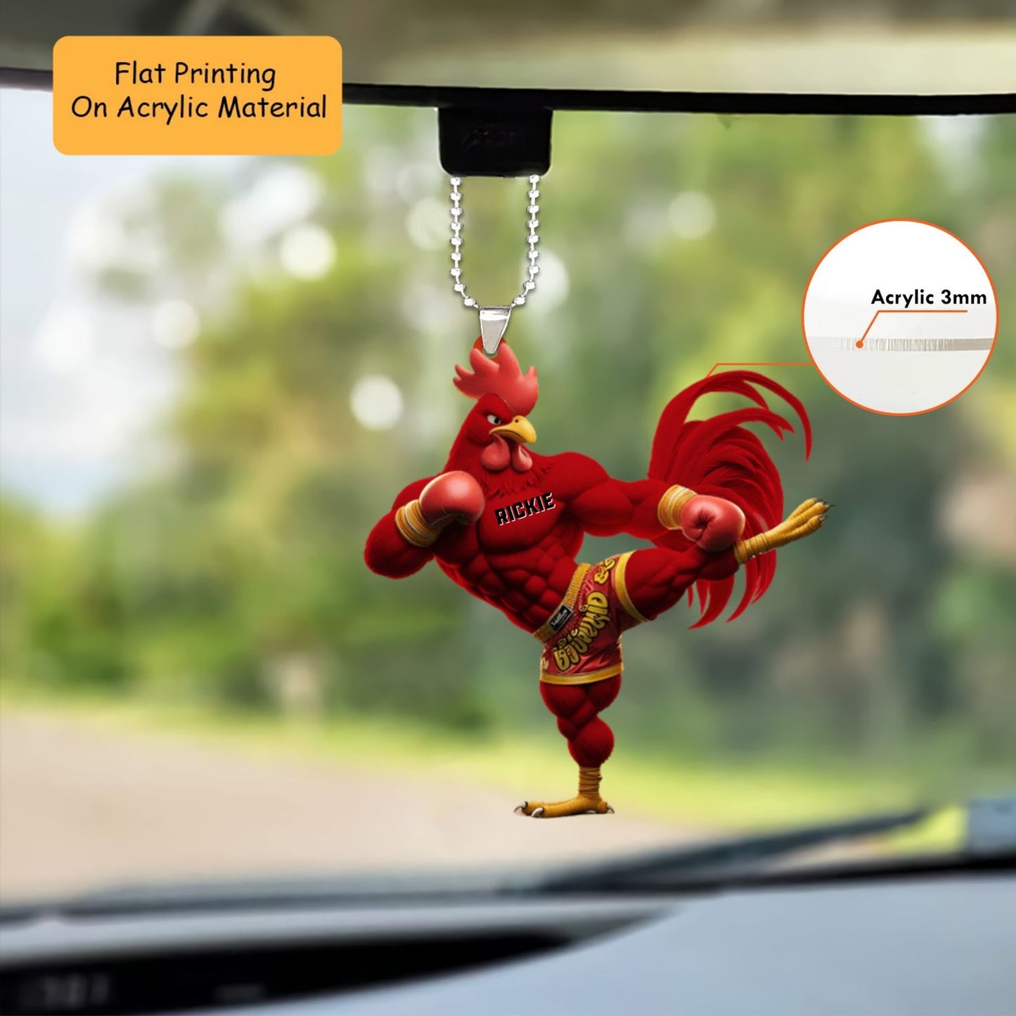 Personalized Muay Thai Ornament, Chicken Muay Thai, Custom Ornament Gift, Keychain Muay Thai, Car Ornament Muay Thai