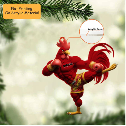 Personalized Muay Thai Ornament, Chicken Muay Thai, Custom Ornament Gift, Keychain Muay Thai, Car Ornament Muay Thai