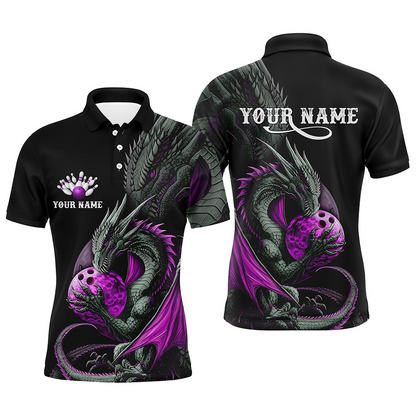 Fierce Legendary Dragon Gripping A Bowling Ball Women Polo Purple