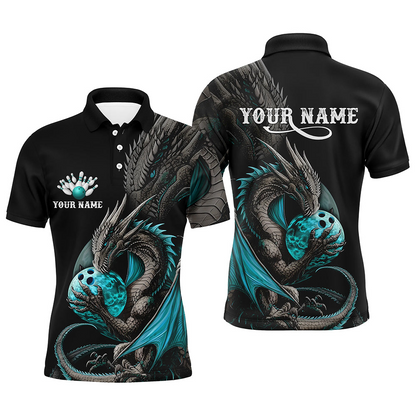Fierce Legendary Dragon Gripping A Bowling Ball Women Polo Turquoise