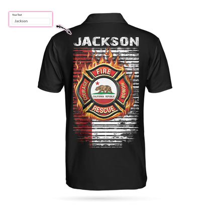 Personalized Firefighter Men Polo Shirt, Firefighter California Flag Custom Shirt For Men, Gift For Firefighter