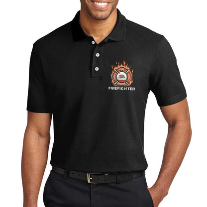 Personalized Firefighter Men Polo Shirt, Firefighter California Flag Custom Shirt For Men, Gift For Firefighter