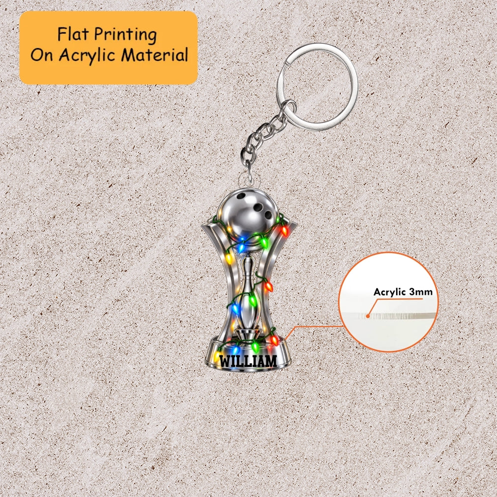 Personalized Christmas Bowling Ornament, Bowling Cup And Ball With Pin, Custom Ornament Christmas Gift, Keychain Bowling Christmas, Car Ornament Bowling Christmas