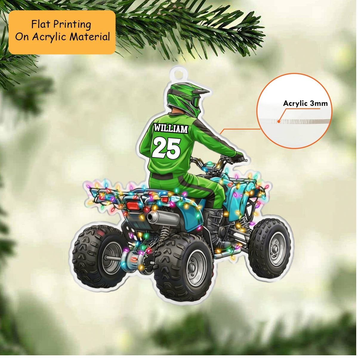 Personalized Quad Bikes Christmas Ornament, Quad Bikes Rider, Custom Ornament Christmas Gift, Keychain Quad Bikes, Car Ornament Quad Bikes