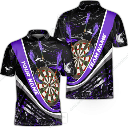 Customized Darts Stand Collar Quarter-Zip Shirt, Darts Flaming Magma Multicolor Custom Team Jersey For Darts Player