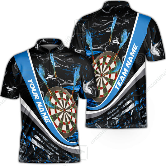 Customized Darts Stand Collar Quarter-Zip Shirt, Darts Flaming Magma Multicolor Custom Team Jersey For Darts Player