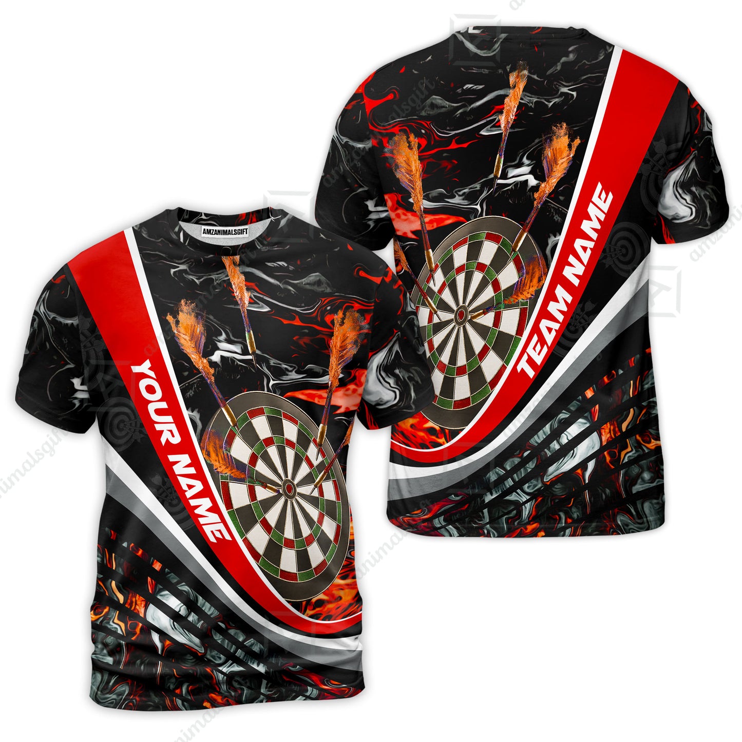 Customized Darts T-Shirt, Darts Flaming Magma Multicolor Custom Dart T-Shirt Team Jersey For Darts Player