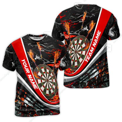 Customized Darts T-Shirt, Darts Flaming Magma Multicolor Custom Dart T-Shirt Team Jersey For Darts Player