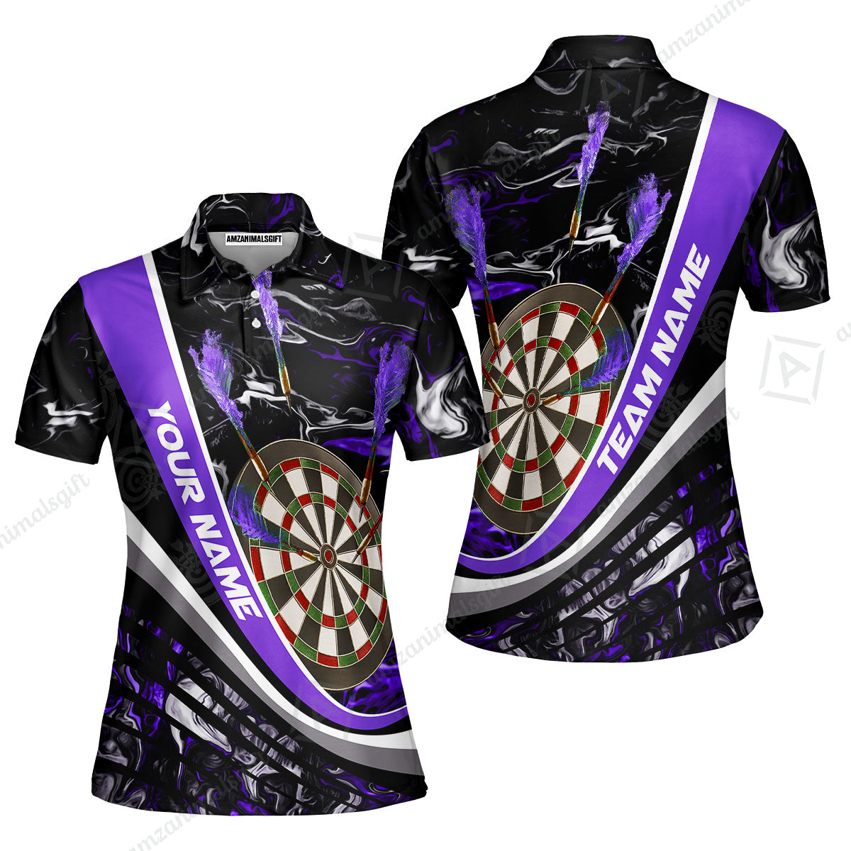 Customized Darts Women Polo Shirt, Darts Flaming Magma Multicolor Women Polo Shirt Custom Team Jersey For Darts Player