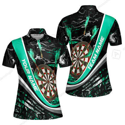 Customized Darts Women Polo Shirt, Darts Flaming Magma Multicolor Women Polo Shirt Custom Team Jersey For Darts Player