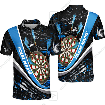 Customized Darts Quarter-Zip Polo Shirt, Darts Flaming Magma Multicolor Zip Polo Shirt Team Jersey For Darts Player