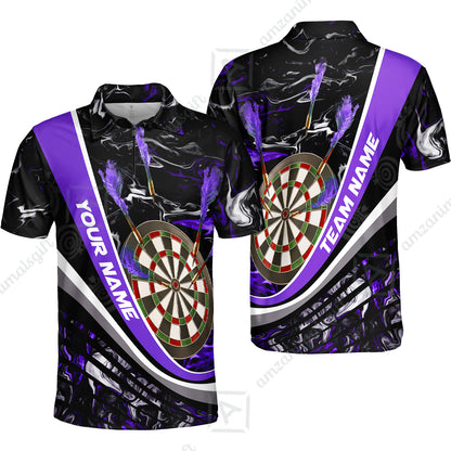 Customized Darts Quarter-Zip Polo Shirt, Darts Flaming Magma Multicolor Zip Polo Shirt Team Jersey For Darts Player