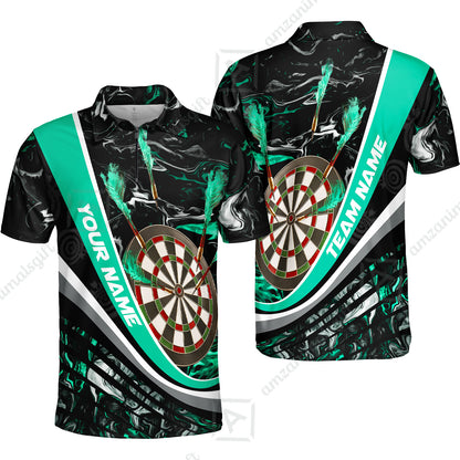 Customized Darts Quarter-Zip Polo Shirt, Darts Flaming Magma Multicolor Zip Polo Shirt Team Jersey For Darts Player