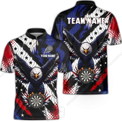 Custom Dart Jersey Team Shirt For Players, American Flag and Eagle Hold Board, Personalize Name and Team Name