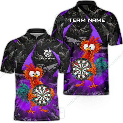 Custom Darts Team Jersey, Personalized Funky Rooster Dart Shirt For Players With Name & Team Name