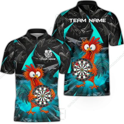 Custom Darts Team Jersey, Personalized Funky Rooster Dart Shirt For Players With Name & Team Name