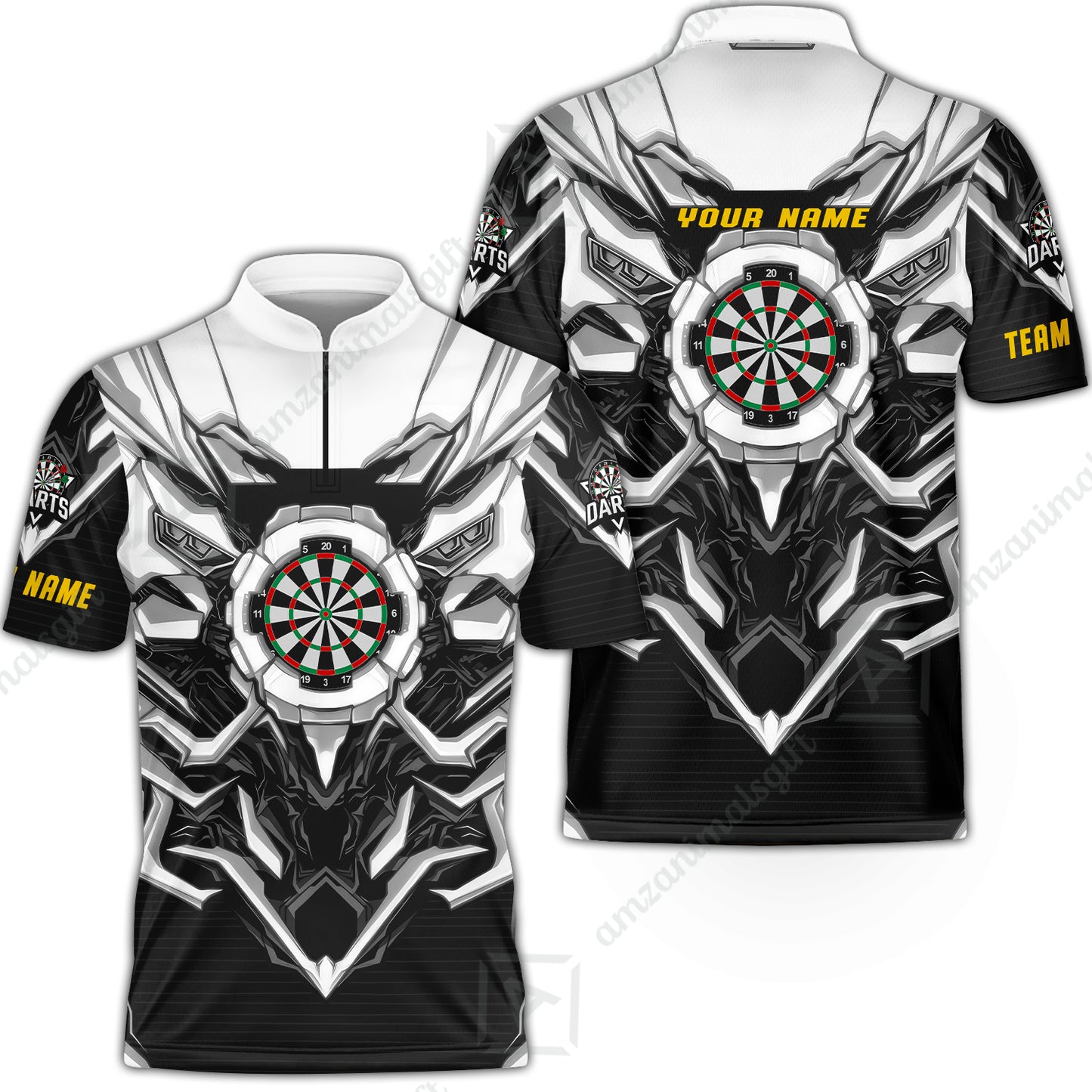 Stand Collar Quarter-Zip Shirt||White