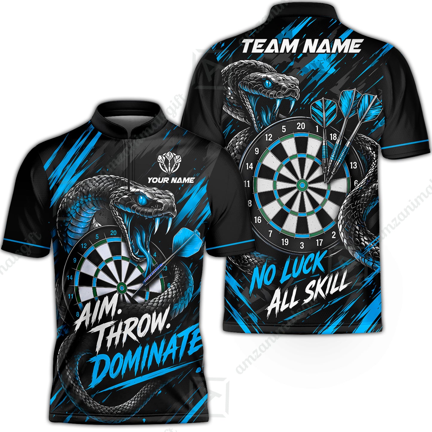 Customized Darts Team Jersey, Personalized Snake Darts Abstract Background Polo Shirt For Players With Name & Team Name