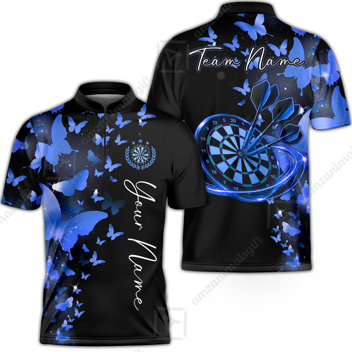 Customized Butterfly Elegant Sparkling Multicolor Darts Jersey, Personalized Name And Team Name For Players