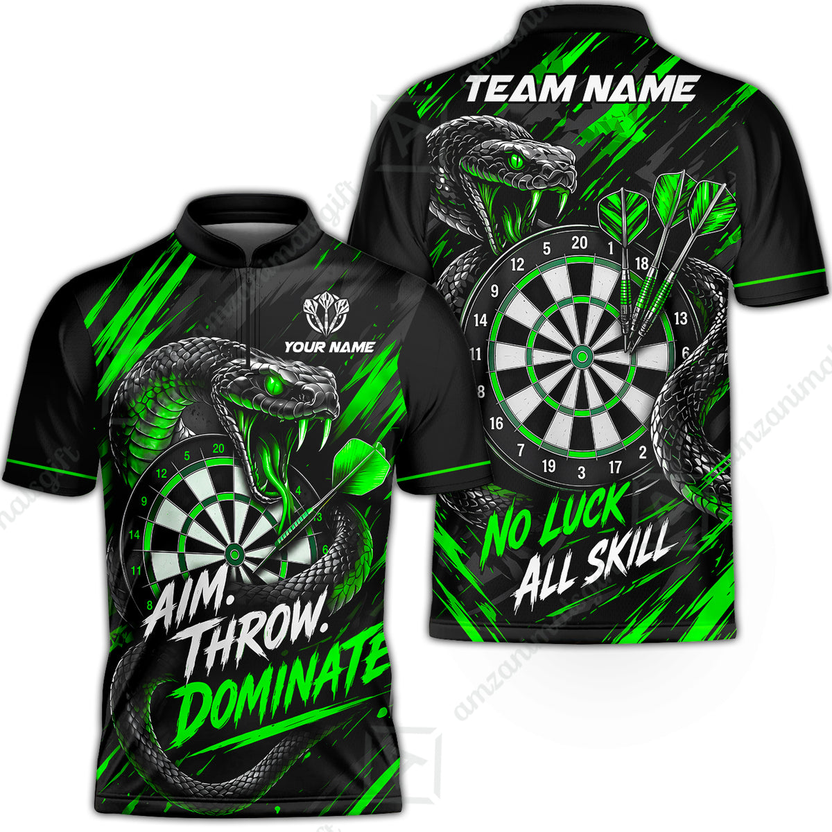 Customized Darts Team Jersey, Personalized Snake Darts Abstract Background Polo Shirt For Players With Name & Team Name
