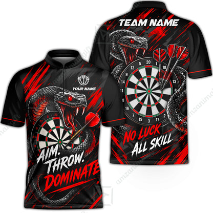 Customized Darts Team Jersey, Personalized Snake Darts Abstract Background Polo Shirt For Players With Name & Team Name
