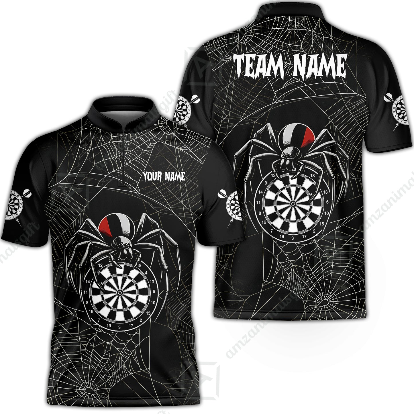 Customized Spider Web Black Widow Spooky Halloween Darts Jersey, Personalized Name And Team Name For Players