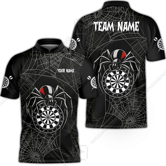 Customized Spider Web Black Widow Spooky Halloween Darts Jersey, Personalized Name And Team Name For Players