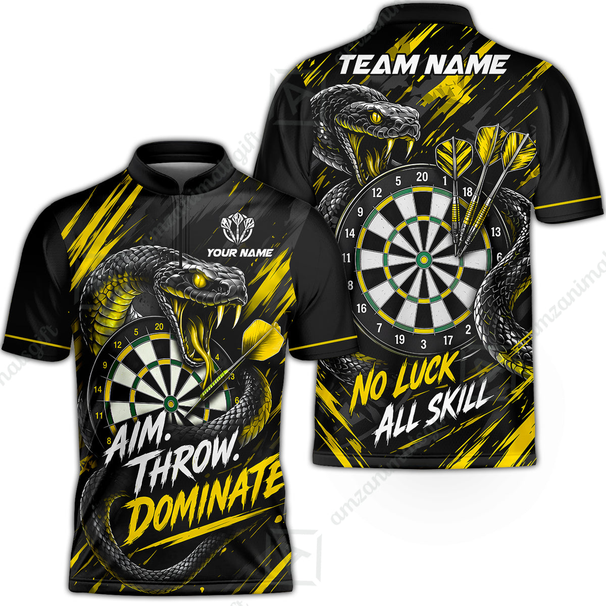 Customized Darts Team Jersey, Personalized Snake Darts Abstract Background Polo Shirt For Players With Name & Team Name