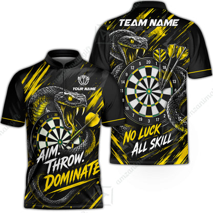 Customized Darts Team Jersey, Personalized Snake Darts Abstract Background Polo Shirt For Players With Name & Team Name