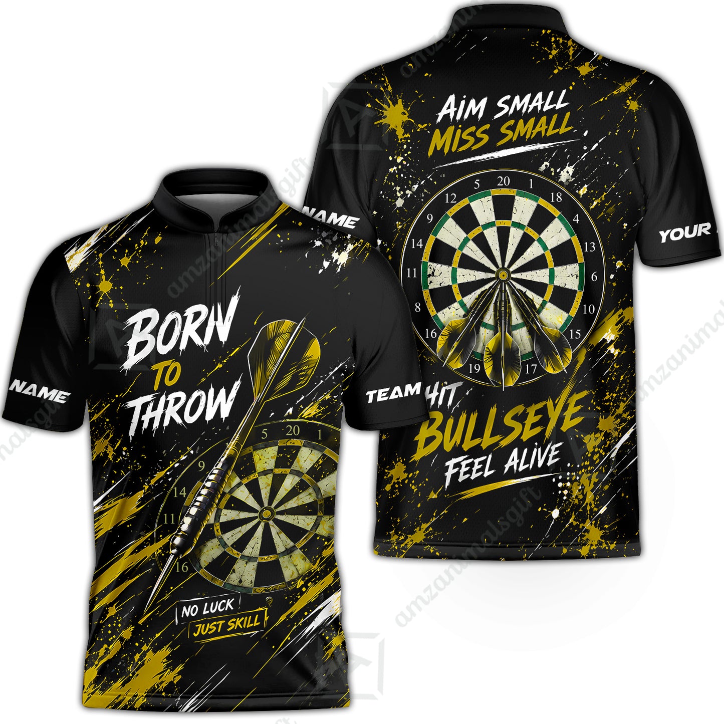 Customized Born To Throw No Luck Just Skill, Hit Bullseye Feel Alive Darts Jersey, Personalized Name And Team Name For Players