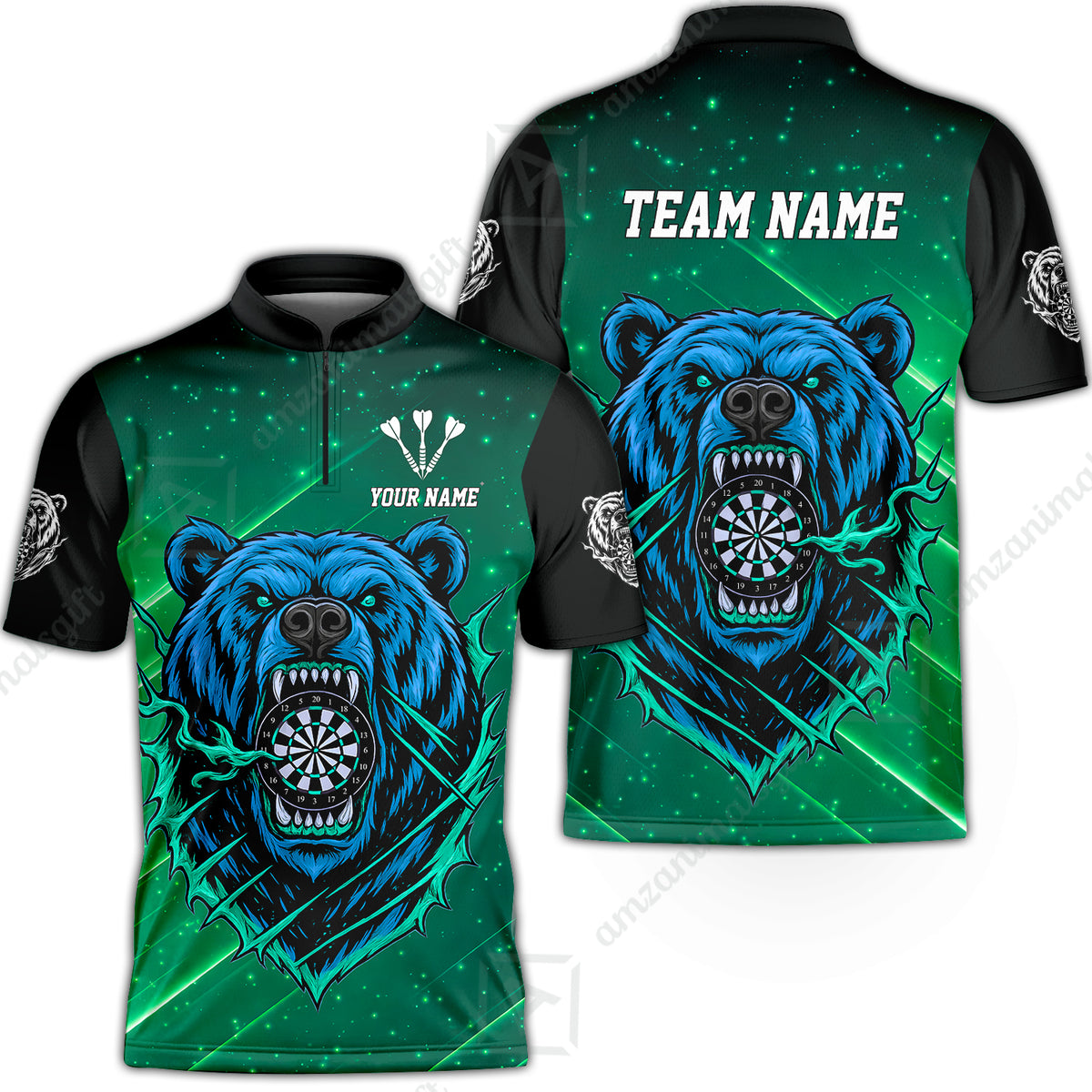 Custom Darts Team Jersey, Personalized Furious Bear Dart Polo Shirt for Players with Name & Team Name