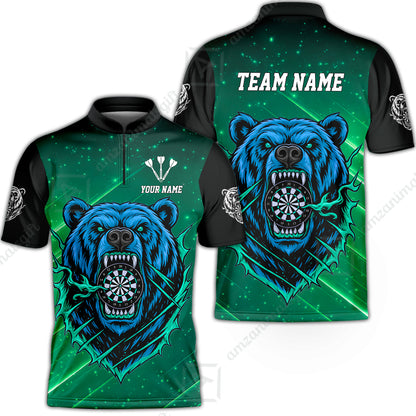 Custom Darts Team Jersey, Personalized Furious Bear Dart Polo Shirt for Players with Name & Team Name