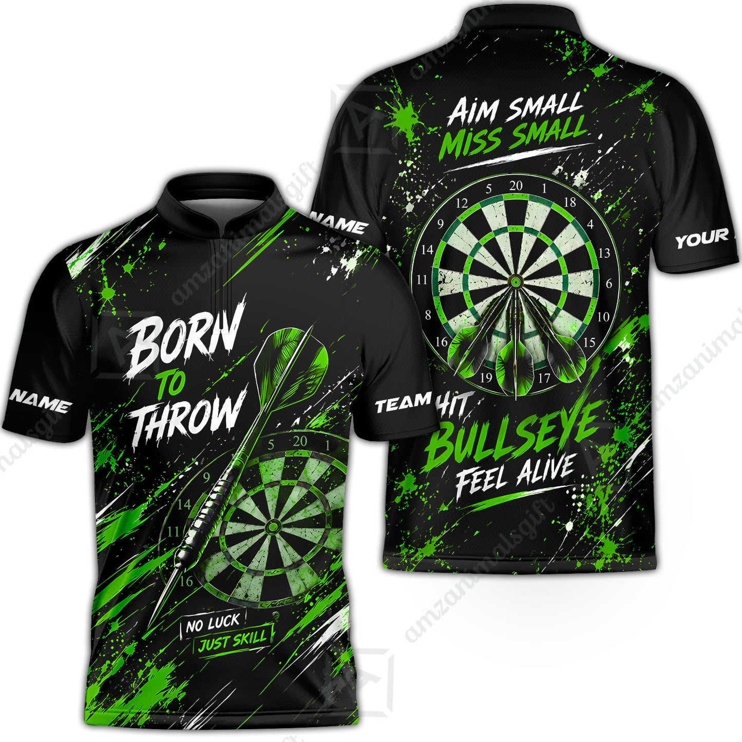 Customized Born To Throw No Luck Just Skill, Hit Bullseye Feel Alive Darts Jersey, Personalized Name And Team Name For Players