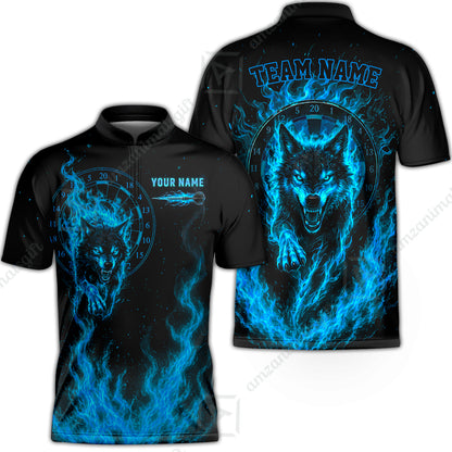 Customized Fire Wolf Dartboard Multicolor Darts Jersey, Personalized Name And Team Name For Players