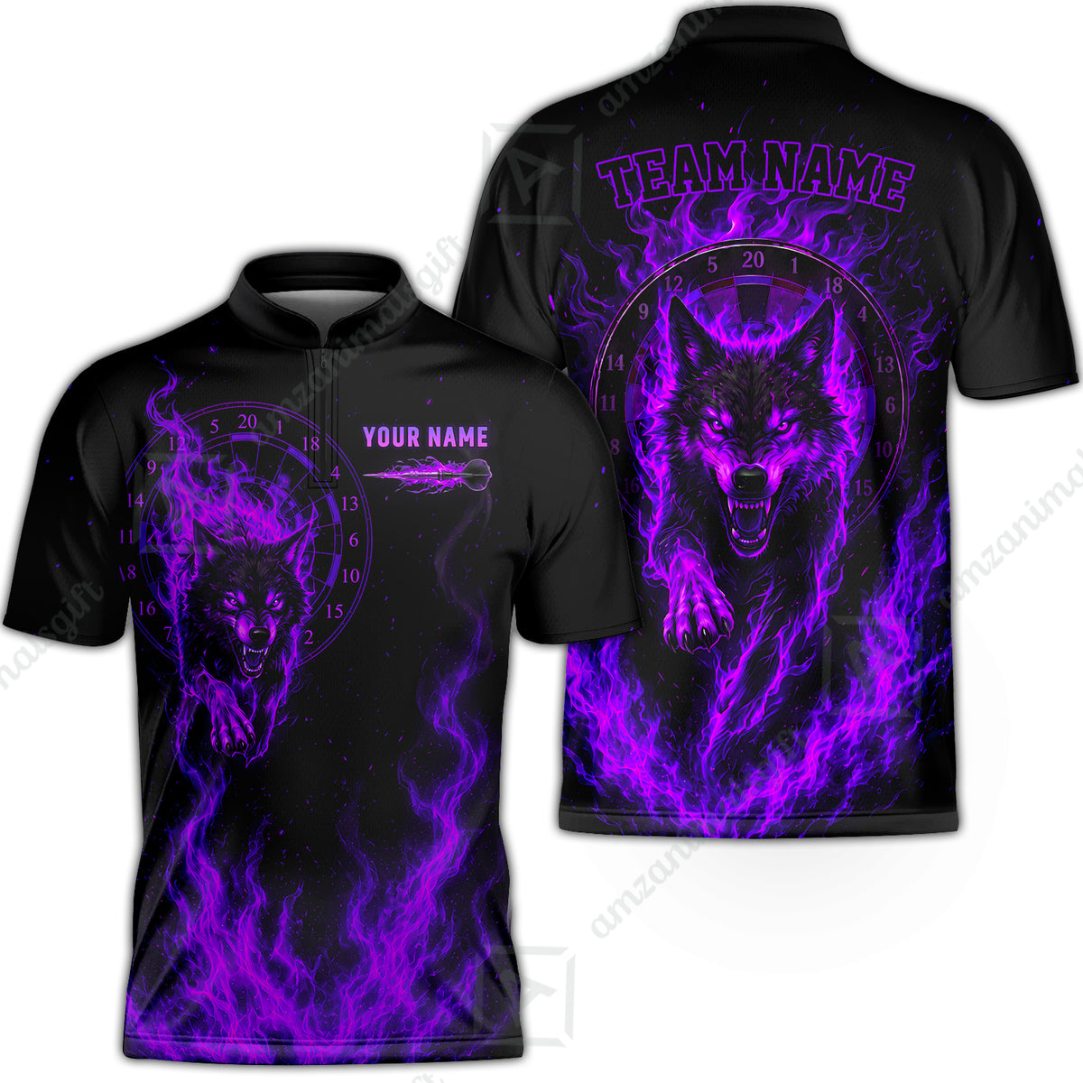 Customized Fire Wolf Dartboard Multicolor Darts Jersey, Personalized Name And Team Name For Players