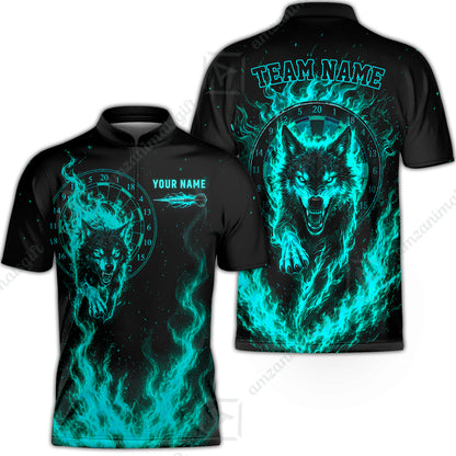 Customized Fire Wolf Dartboard Multicolor Darts Jersey, Personalized Name And Team Name For Players