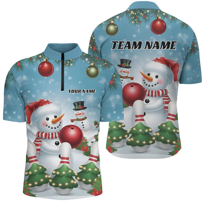 Custom Bowling Team Uniform Jersey Funny Christmas Snowman Bowling Shirts, Christmas Bowling Tournament Outfits - Personalized Name And Team Name