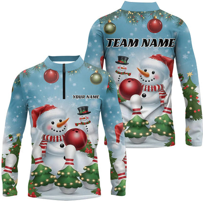 Custom Bowling Team Uniform Jersey Funny Christmas Snowman Bowling Shirts, Christmas Bowling Tournament Outfits - Personalized Name And Team Name