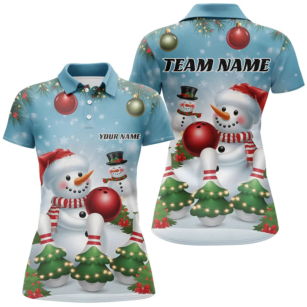 Custom Bowling Team Uniform Jersey Funny Christmas Snowman Bowling Shirts, Christmas Bowling Tournament Outfits - Personalized Name And Team Name
