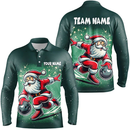 Custom Bowling Uniforms Christmas jerseys Funny Santa Bowling polo, Bowling Shirts Personalized Name And Team Name