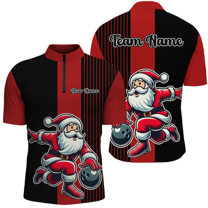 Custom Bowling Uniforms Christmas jerseys Funny Santa Bowling polo, Bowling Shirts Personalized Name And Team Name