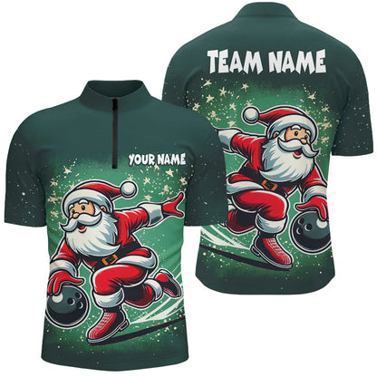 Custom Bowling Uniforms Christmas jerseys Funny Santa Bowling polo, Bowling Shirts Personalized Name And Team Name