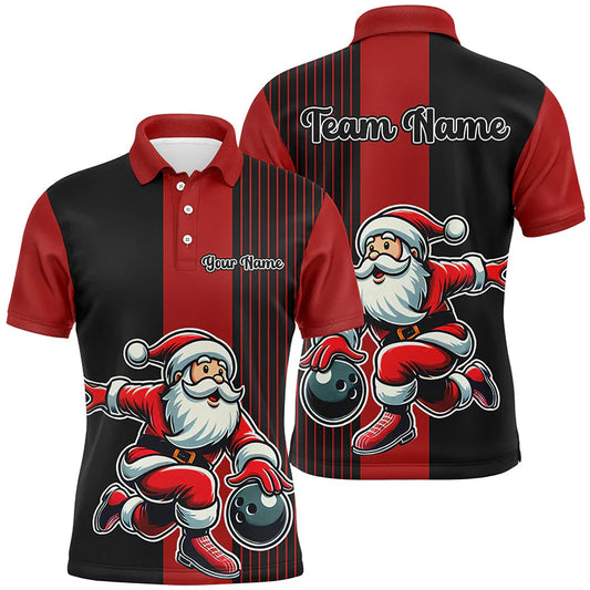 Custom Bowling Uniforms Christmas jerseys Funny Santa Bowling polo, Bowling Shirts Personalized Name And Team Name