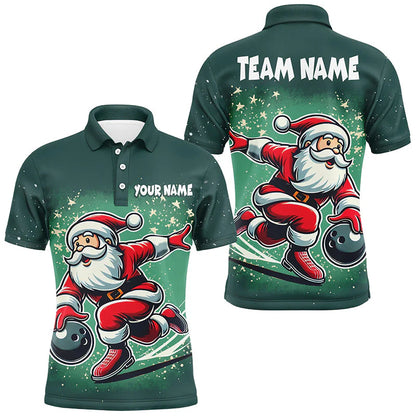 Custom Bowling Uniforms Christmas jerseys Funny Santa Bowling polo, Bowling Shirts Personalized Name And Team Name