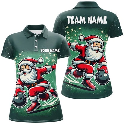 Custom Bowling Uniforms Christmas jerseys Funny Santa Bowling polo, Bowling Shirts Personalized Name And Team Name
