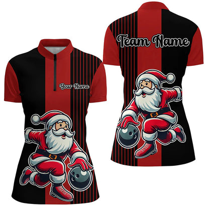 Custom Bowling Uniforms Christmas jerseys Funny Santa Bowling polo, Bowling Shirts Personalized Name And Team Name